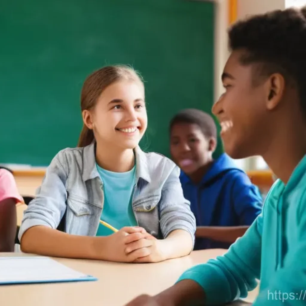 성교육과 성적 권리 보호 - **Prompt:** A diverse group of teenagers, approximately 14-16 years old, both male and female, sitti...