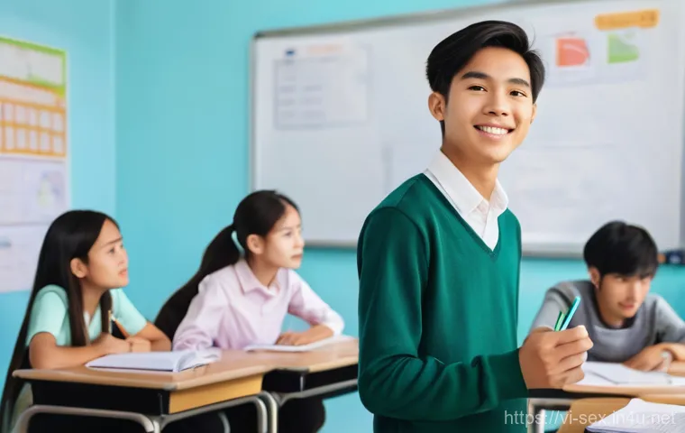 성교육과 올바른 피임법 - **Prompt:** A group of diverse Vietnamese teenagers, both male and female, approximately 15-17 years...