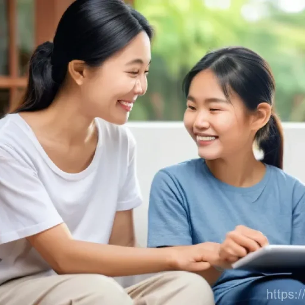 성교육과 문화적 성 인식 차이 - **Prompt 1: Open Dialogue at Home**
    "A cozy, brightly lit living room in a modern Vietnamese hom...