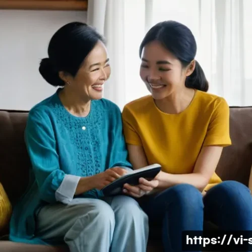 성교육과 사회문화적 차이 - **Prompt:** A heartwarming scene inside a modern Vietnamese home, bathed in soft, natural light. A m...