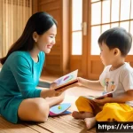 Home 22 아동 성교육 방법 - A warm and inviting family living room scene in Vietnam, featuring a Vietnamese mother gently explai...