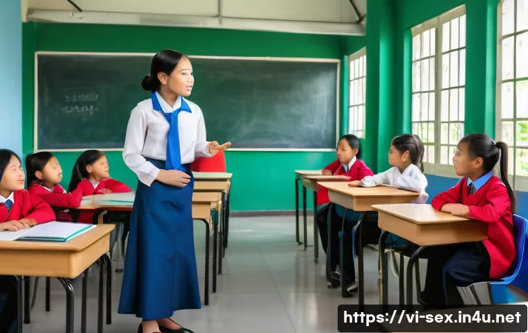 성교육과 성적 정체성 확립 - A vibrant and inclusive classroom scene in a Vietnamese school setting, showing diverse young studen...